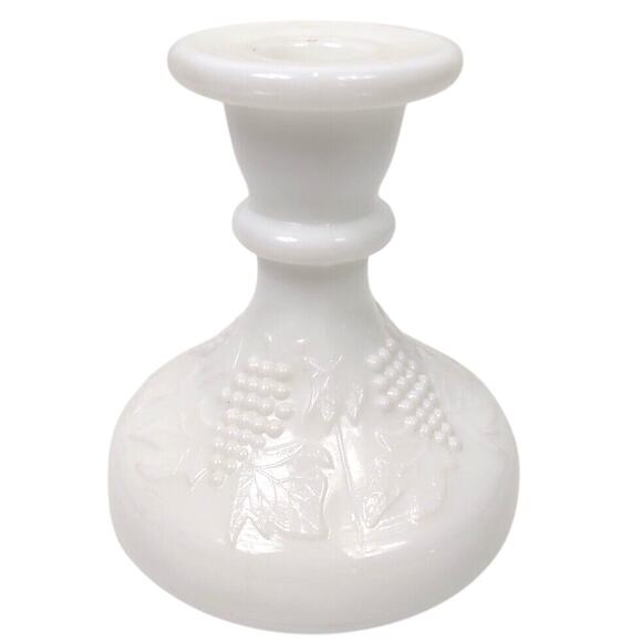 L.E. Smith Other - Vintage L.E. Smith Milk Glass Candle Stick Holder 4.5" Grape Cluster & Vine